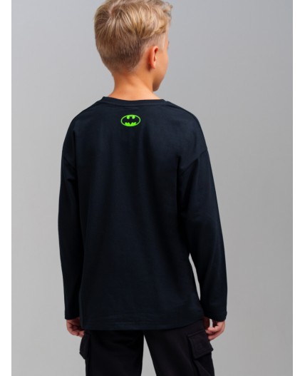 Фуфайка трикотажная для мальчиков (футболка с длинными рукавами) черный,зеленый