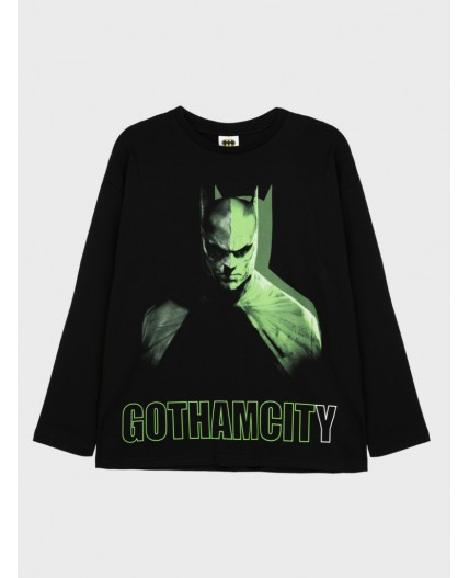 Фуфайка трикотажная для мальчиков (футболка с длинными рукавами) черный,зеленый