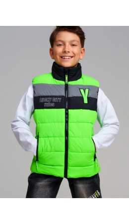 Жилет текстильный с полиуретановым покрытием для мальчиков зеленый,черный,серебряный