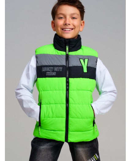 Жилет текстильный с полиуретановым покрытием для мальчиков зеленый,черный,серебряный