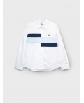 Рубашка текстильная для мальчиков (comfort fit) белый,тёмно-синий,голубой