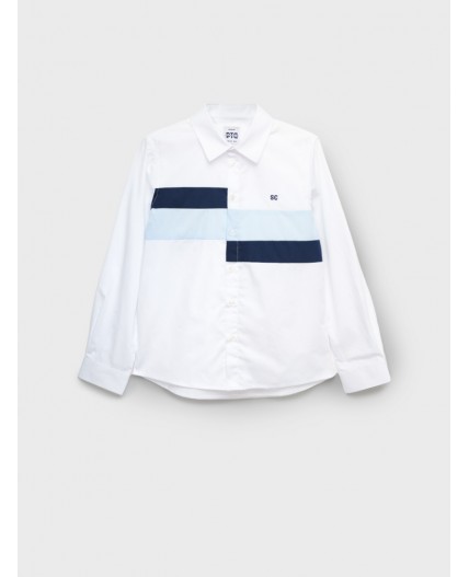 Рубашка текстильная для мальчиков (comfort fit) белый,тёмно-синий,голубой