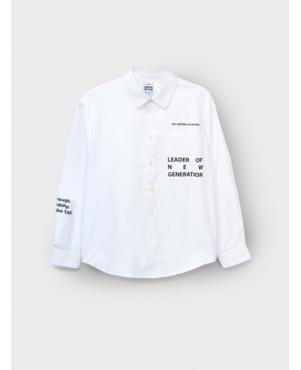Рубашка текстильная для мальчиков (oversize fit) белый