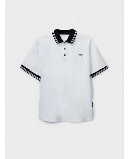 Джемпер трикотажный с воротником поло для мальчиков белый