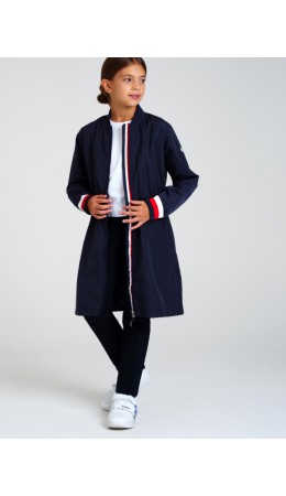 Плащ текстильный с полиуретановым покрытием для девочек тёмно-синий