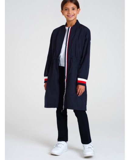 Плащ текстильный с полиуретановым покрытием для девочек тёмно-синий