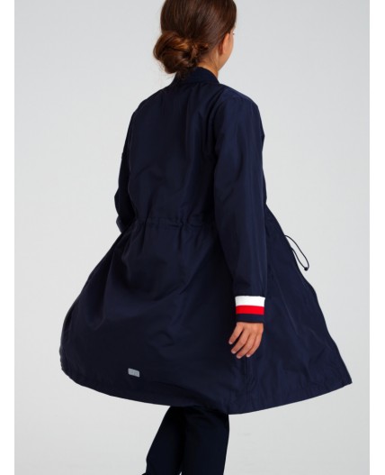 Плащ текстильный с полиуретановым покрытием для девочек тёмно-синий