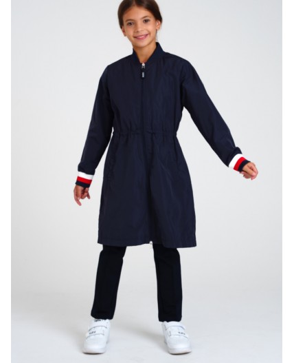 Плащ текстильный с полиуретановым покрытием для девочек тёмно-синий