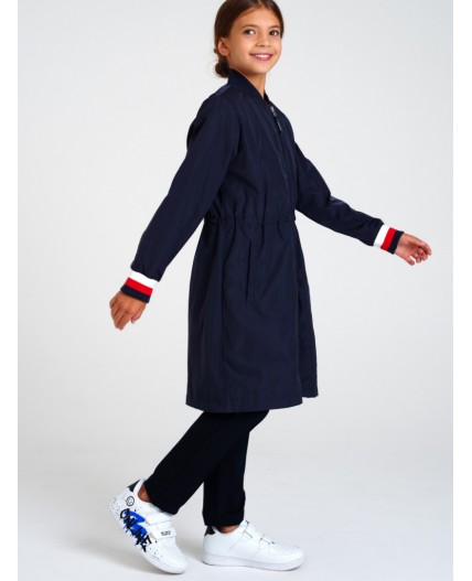 Плащ текстильный с полиуретановым покрытием для девочек тёмно-синий
