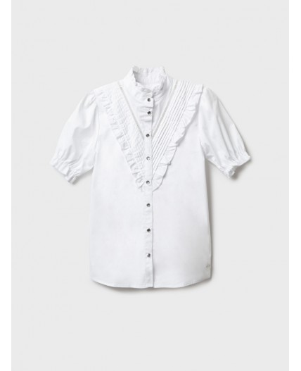 Блузка текстильная для девочек белый