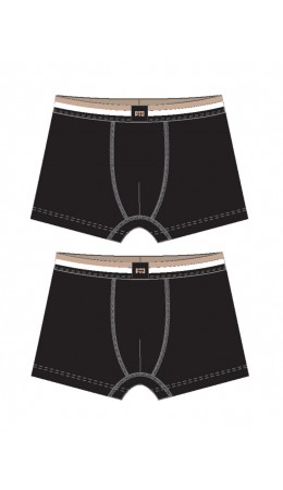 Трусы трикотажные для мальчиков - боксеры, 2 шт в комплекте черный