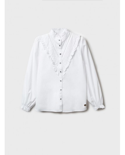 Блузка текстильная для девочек белый
