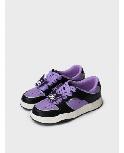 Полуботинки для девочек фиолетовый,черный