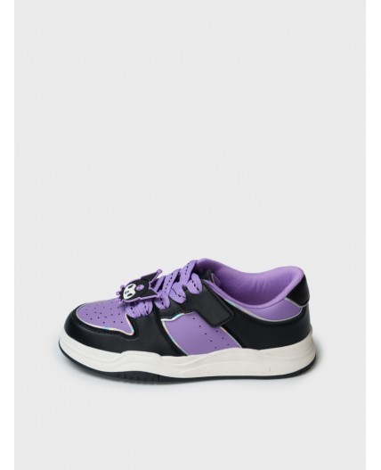 Полуботинки для девочек фиолетовый,черный