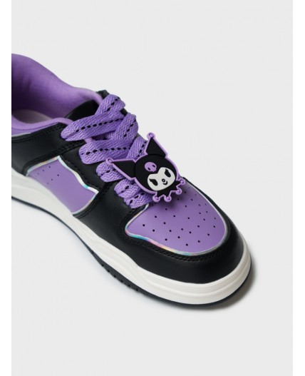 Полуботинки для девочек фиолетовый,черный