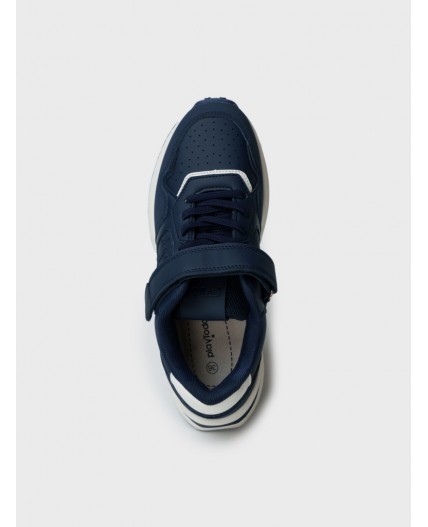 Полуботинки для мальчиков тёмно-синий,белый