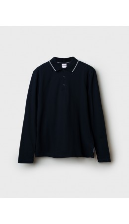 Джемпер трикотажный с воротником поло для мужчин тёмно-синий