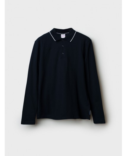 Джемпер трикотажный с воротником поло для мужчин тёмно-синий
