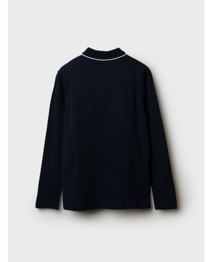 Джемпер трикотажный с воротником поло для мужчин тёмно-синий