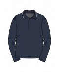 Джемпер трикотажный с воротником поло для мужчин тёмно-синий