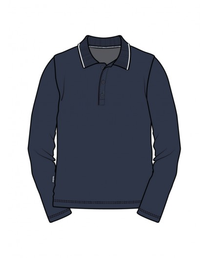 Джемпер трикотажный с воротником поло для мужчин тёмно-синий