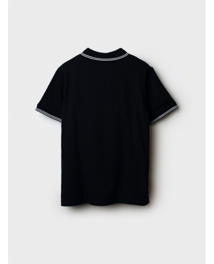 Джемпер трикотажный с воротником поло для мужчин тёмно-синий