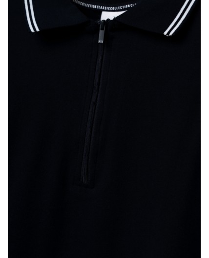 Джемпер трикотажный с воротником поло для мужчин тёмно-синий