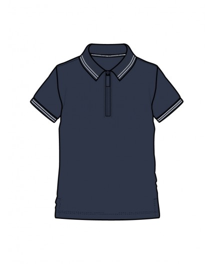 Джемпер трикотажный с воротником поло для мужчин тёмно-синий