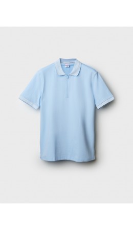 Джемпер трикотажный с воротником поло для мужчин голубой