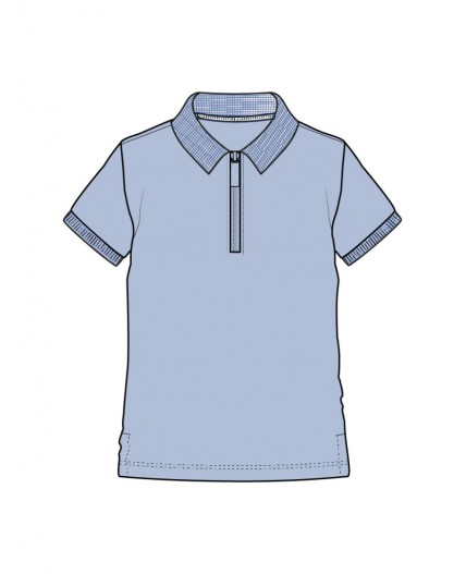 Джемпер трикотажный с воротником поло для мужчин голубой