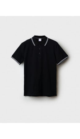 Джемпер трикотажный с воротником поло для мужчин черный