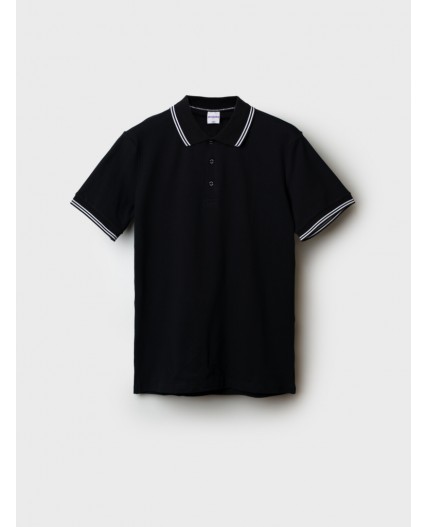 Джемпер трикотажный с воротником поло для мужчин черный