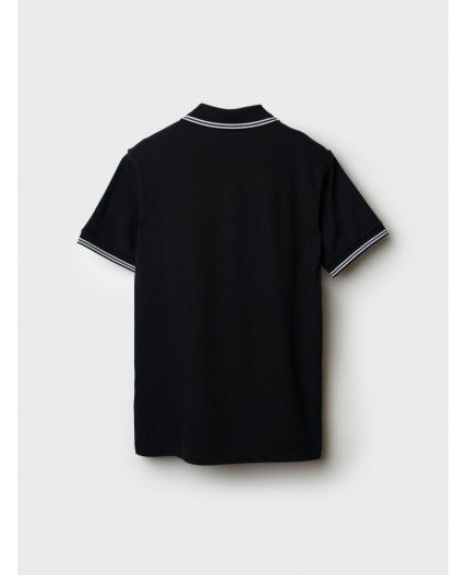 Джемпер трикотажный с воротником поло для мужчин черный