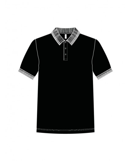 Джемпер трикотажный с воротником поло для мужчин черный