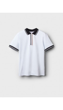 Джемпер трикотажный с воротником поло для мужчин белый