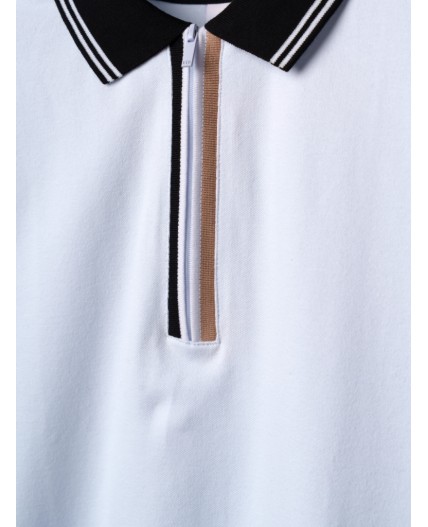 Джемпер трикотажный с воротником поло для мужчин белый