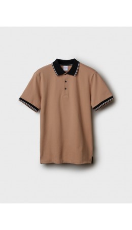 Джемпер трикотажный с воротником поло для мужчин бежевый