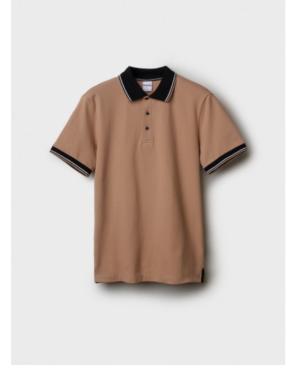 Джемпер трикотажный с воротником поло для мужчин бежевый