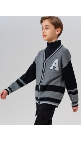 Кардиган трикотажный для мальчиков черный,серый