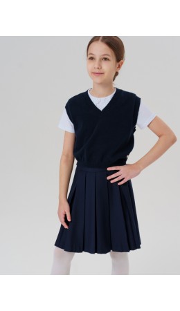 Жилет трикотажный для девочек тёмно-синий