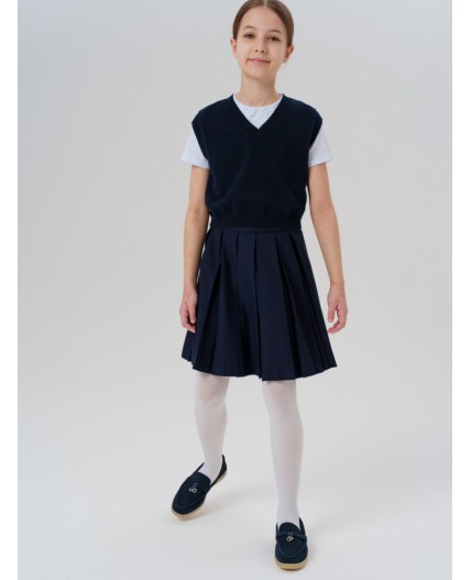 Жилет трикотажный для девочек тёмно-синий