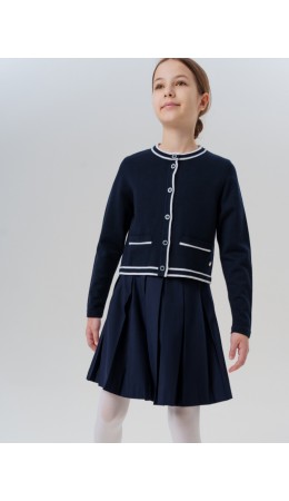 Кардиган трикотажный для девочек тёмно-синий