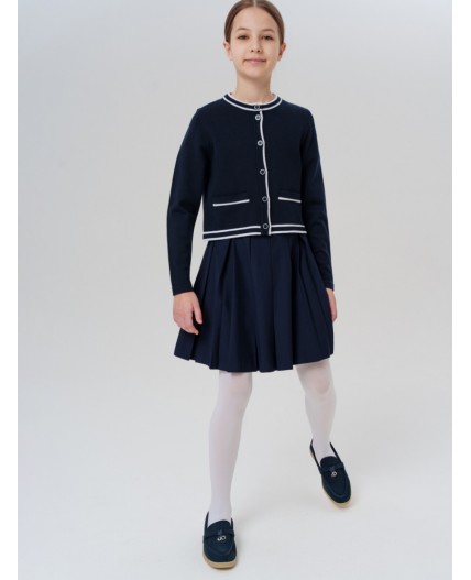 Кардиган трикотажный для девочек тёмно-синий