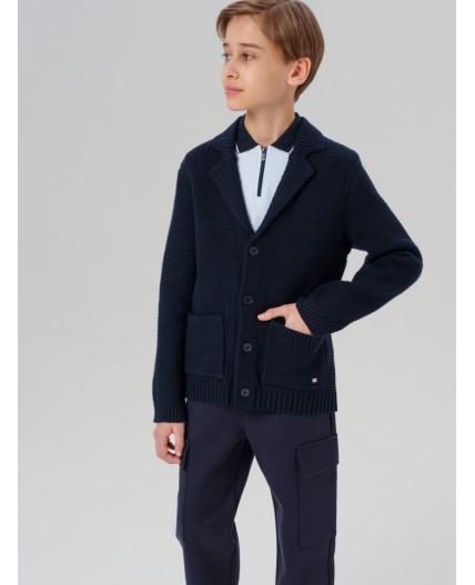 Кардиган трикотажный для мальчиков тёмно-синий