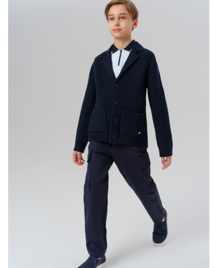 Кардиган трикотажный для мальчиков тёмно-синий