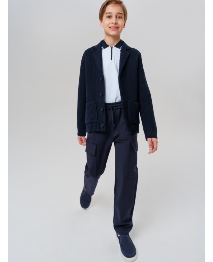 Кардиган трикотажный для мальчиков тёмно-синий