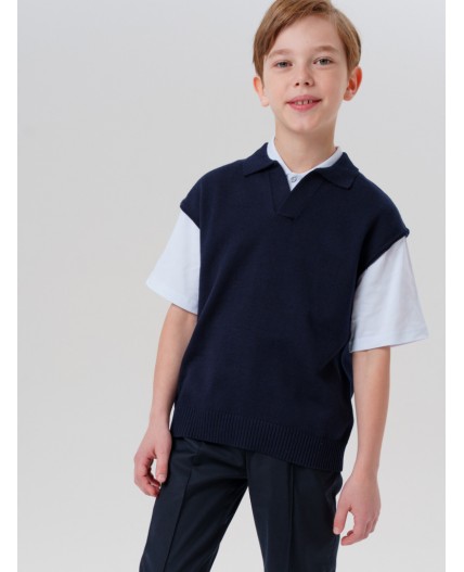 Жилет трикотажный для мальчиков тёмно-синий
