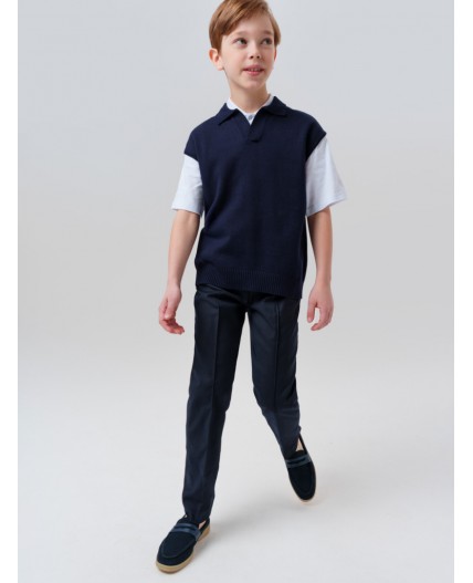 Жилет трикотажный для мальчиков тёмно-синий