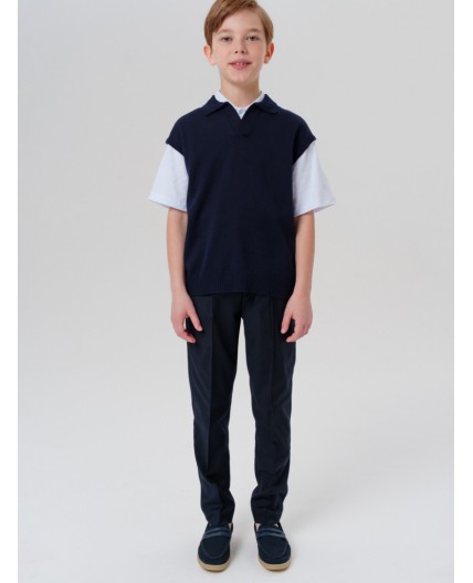 Жилет трикотажный для мальчиков тёмно-синий