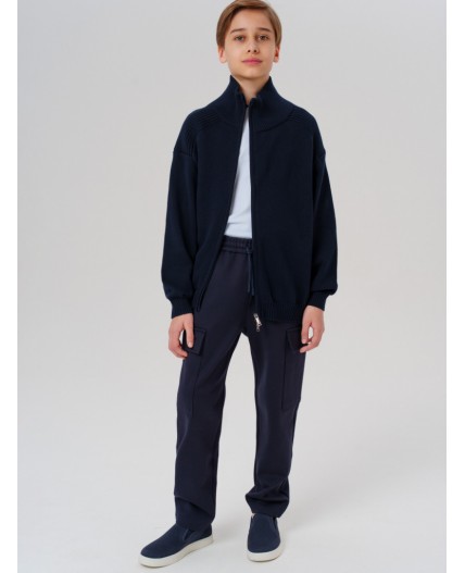 Кардиган трикотажный для мальчиков тёмно-синий